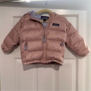 EUC - Patagonia Puffer Jacket Baby Hi-Loft Down Sweater Hoody - Pink - 12-18mo
